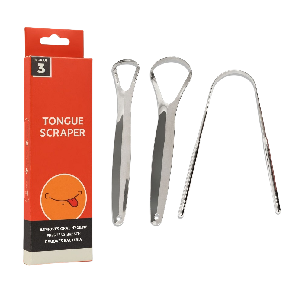 Tongue Scraper Metal - Yetişkinler ve çocuklar için 3 adet/paket