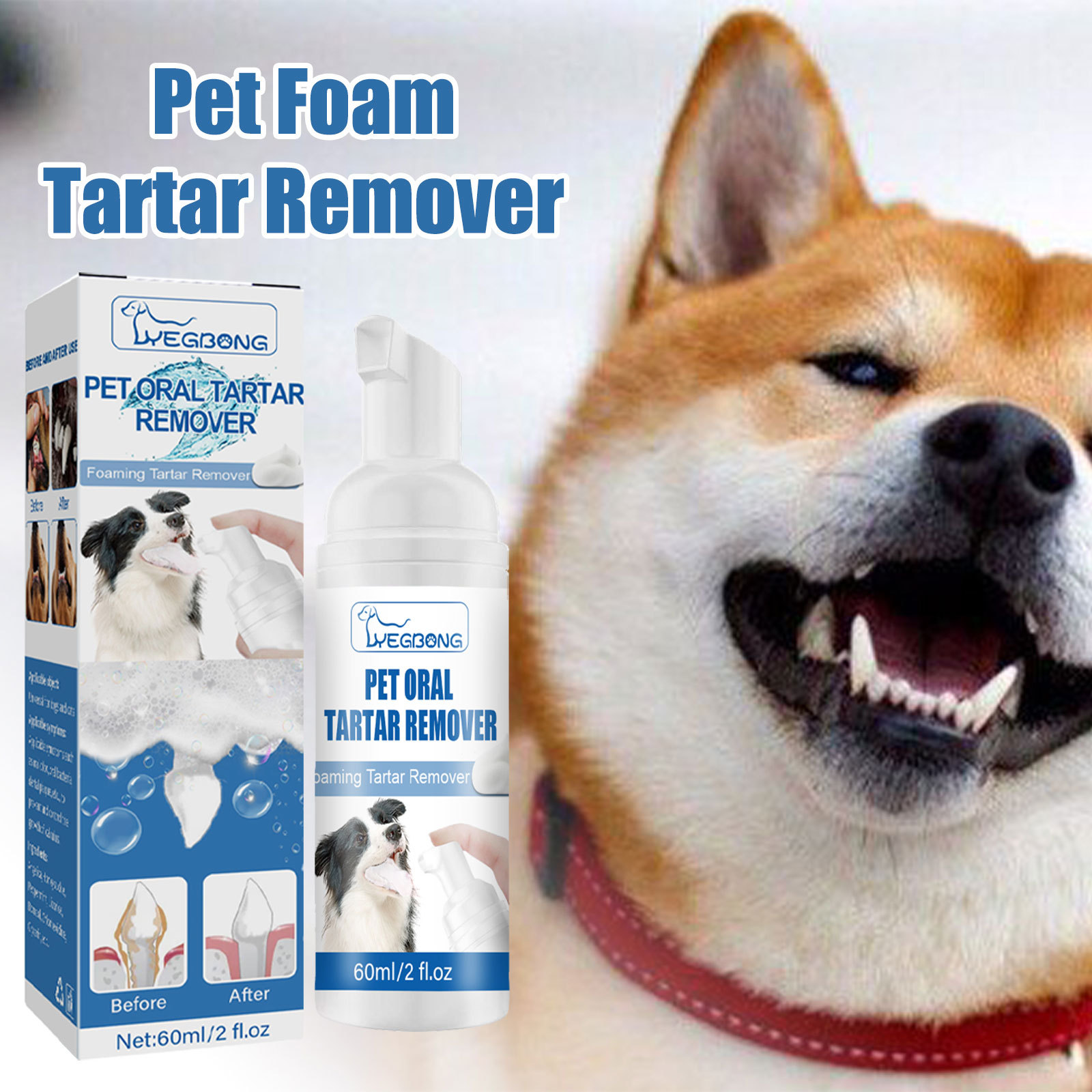 Teeth Whitening Foam Toothpaste - Pet Tartar Sökücü Köpekler Kediler Diş