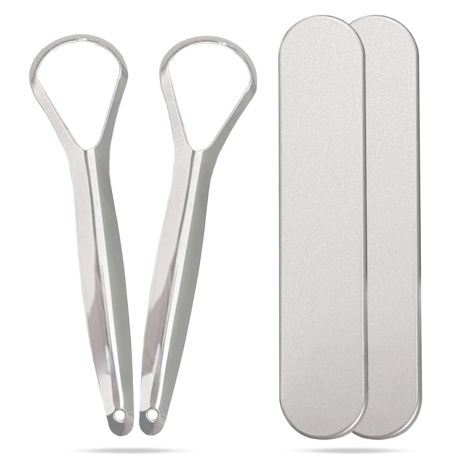 Tongue Scraper Metal - Yetişkinler için 1/2 adet Paslanmaz Çelik