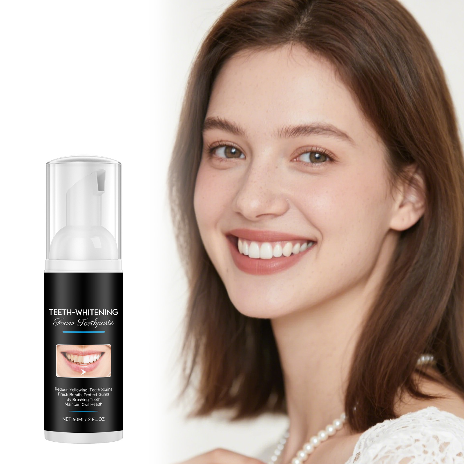 Teeth Whitening Foam Toothpaste - AMZ 60ml Diş Beyazlatıcı Köpük Diş