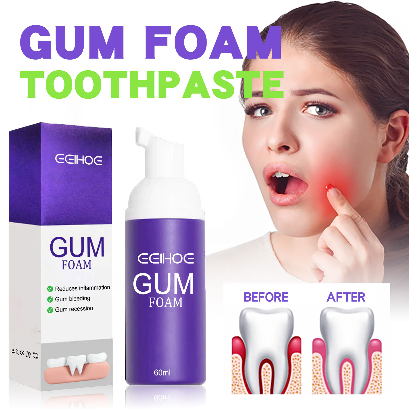 Teeth Whitening Mousse - 60 ml Diş Beyazlatma Köpüğü V34