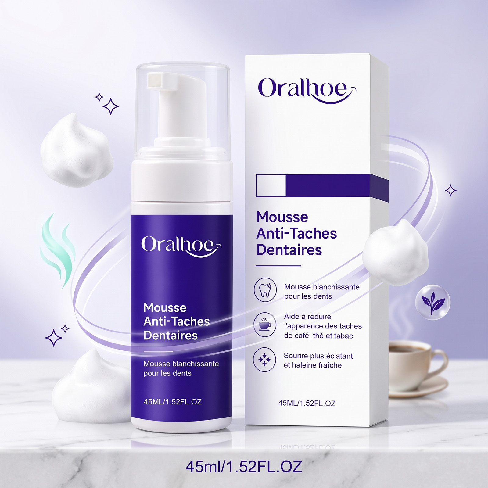Teeth Whitening Foam Toothpaste - Mor Diş Macunu Köpük Mousse Nazik