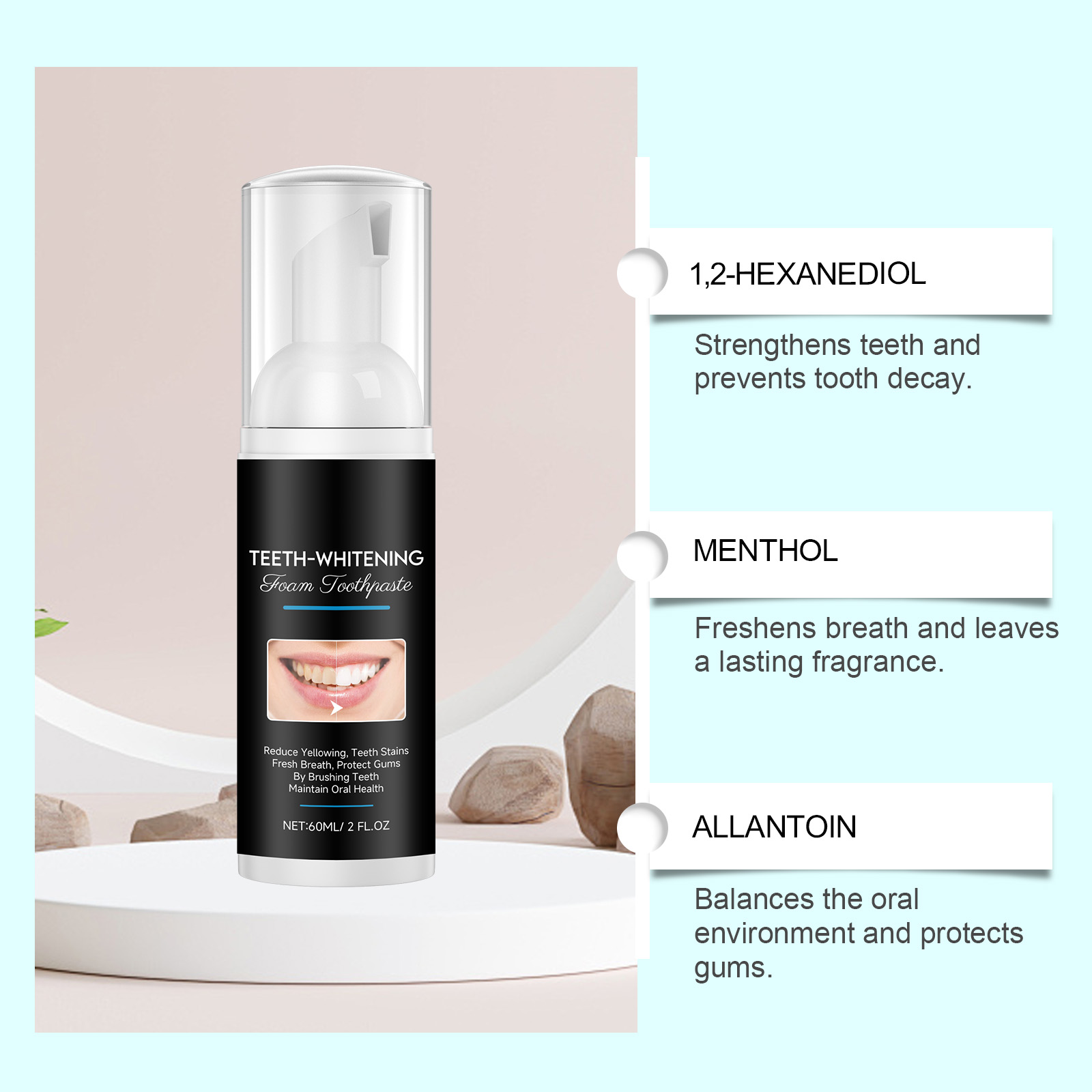 AMZ 60ml Diş Beyazlatıcı Köpük - Teeth Whitening Foam Toothpaste incelemesi ve fiyatı