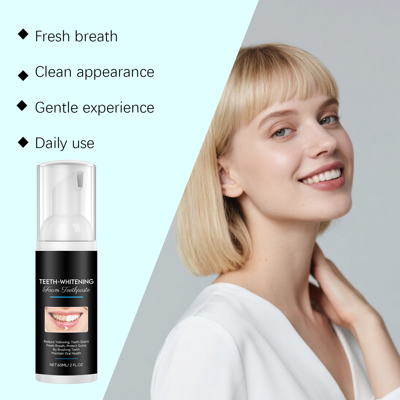 AMZ 60ml Diş Beyazlatıcı Köpük - Teeth Whitening Foam Toothpaste incelemesi ve fiyatı