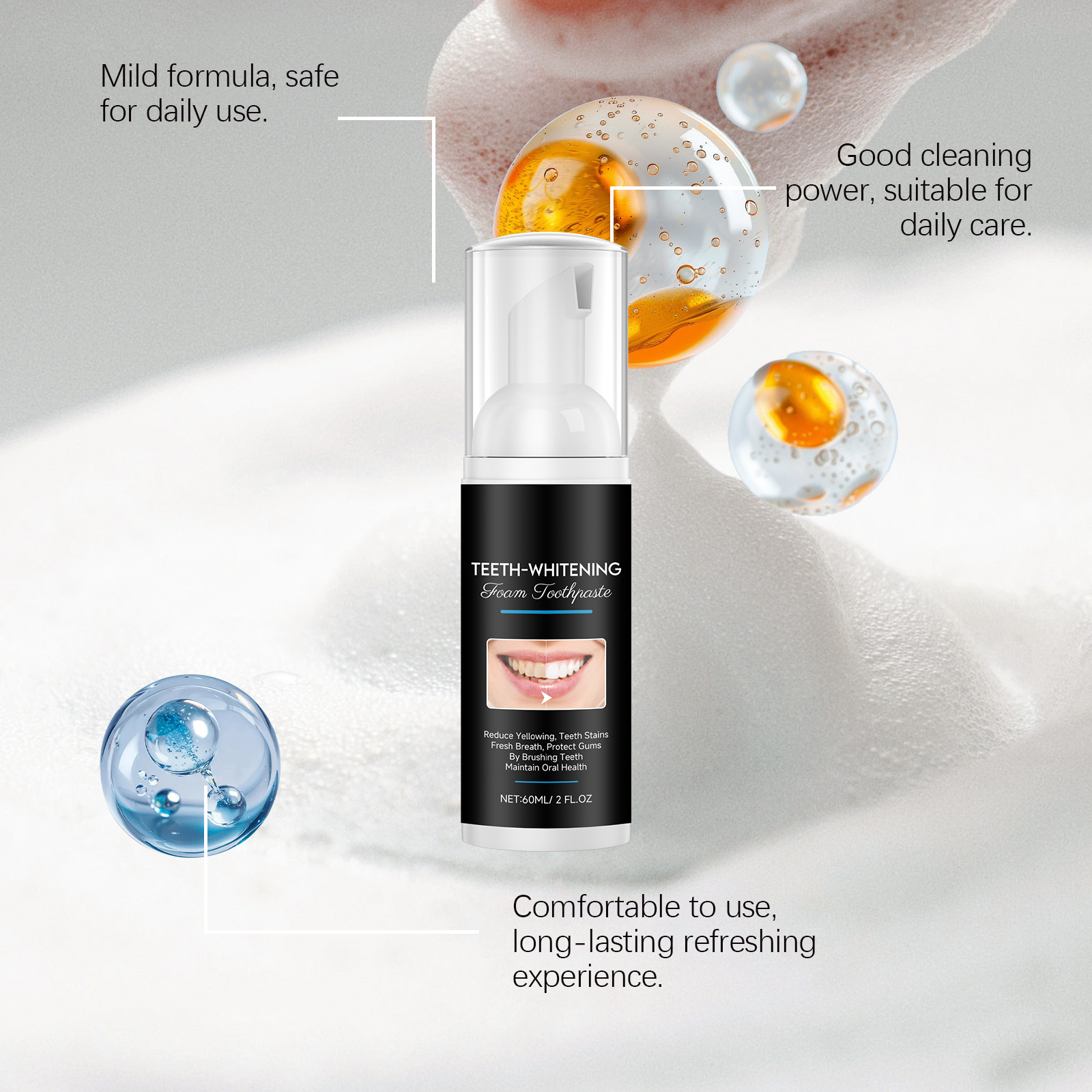 AMZ 60ml Diş Beyazlatıcı Köpük - Teeth Whitening Foam Toothpaste incelemesi ve fiyatı