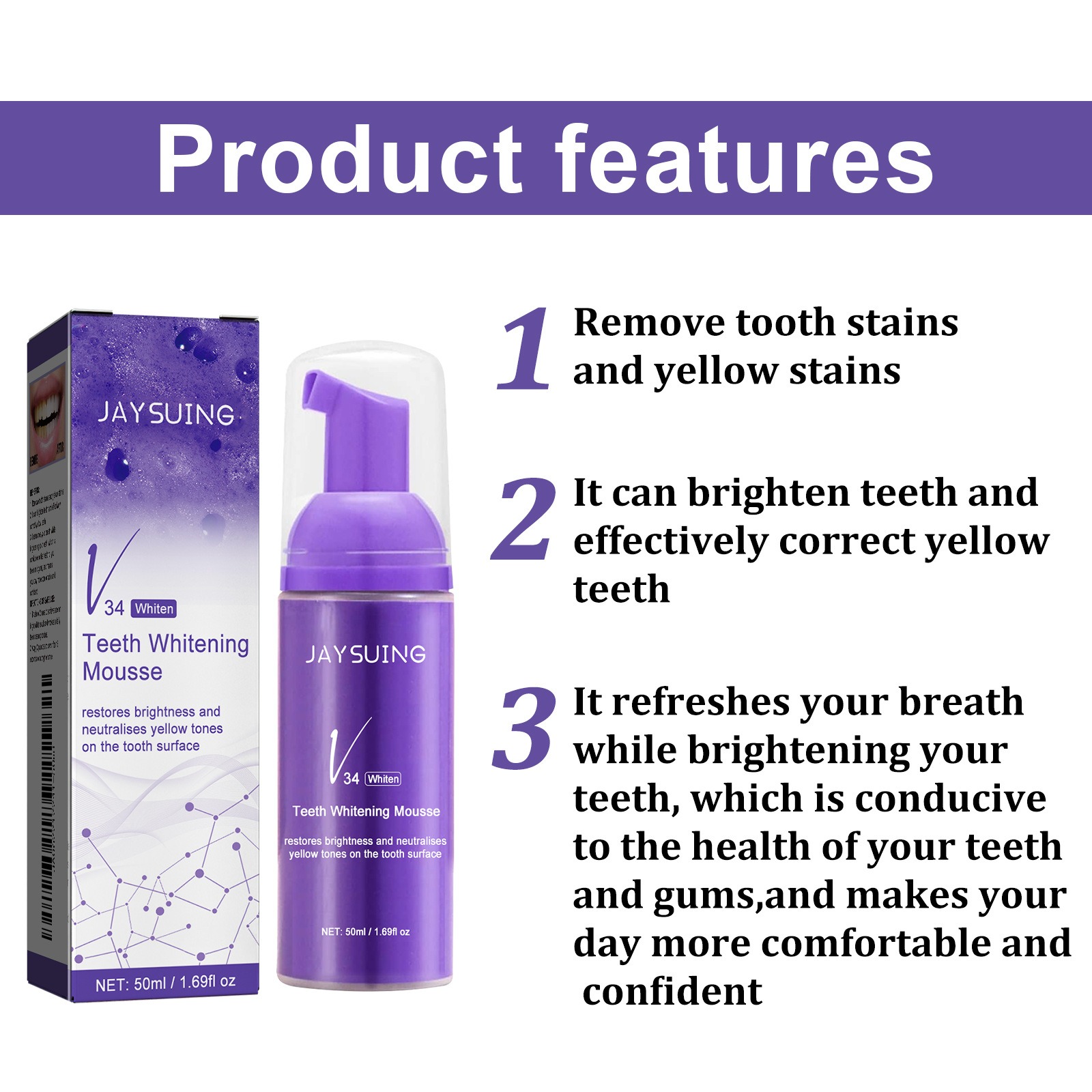 V34 Köpük Diş Temizleme Diş Ma - Teeth Whitening Mousse incelemesi ve fiyatı