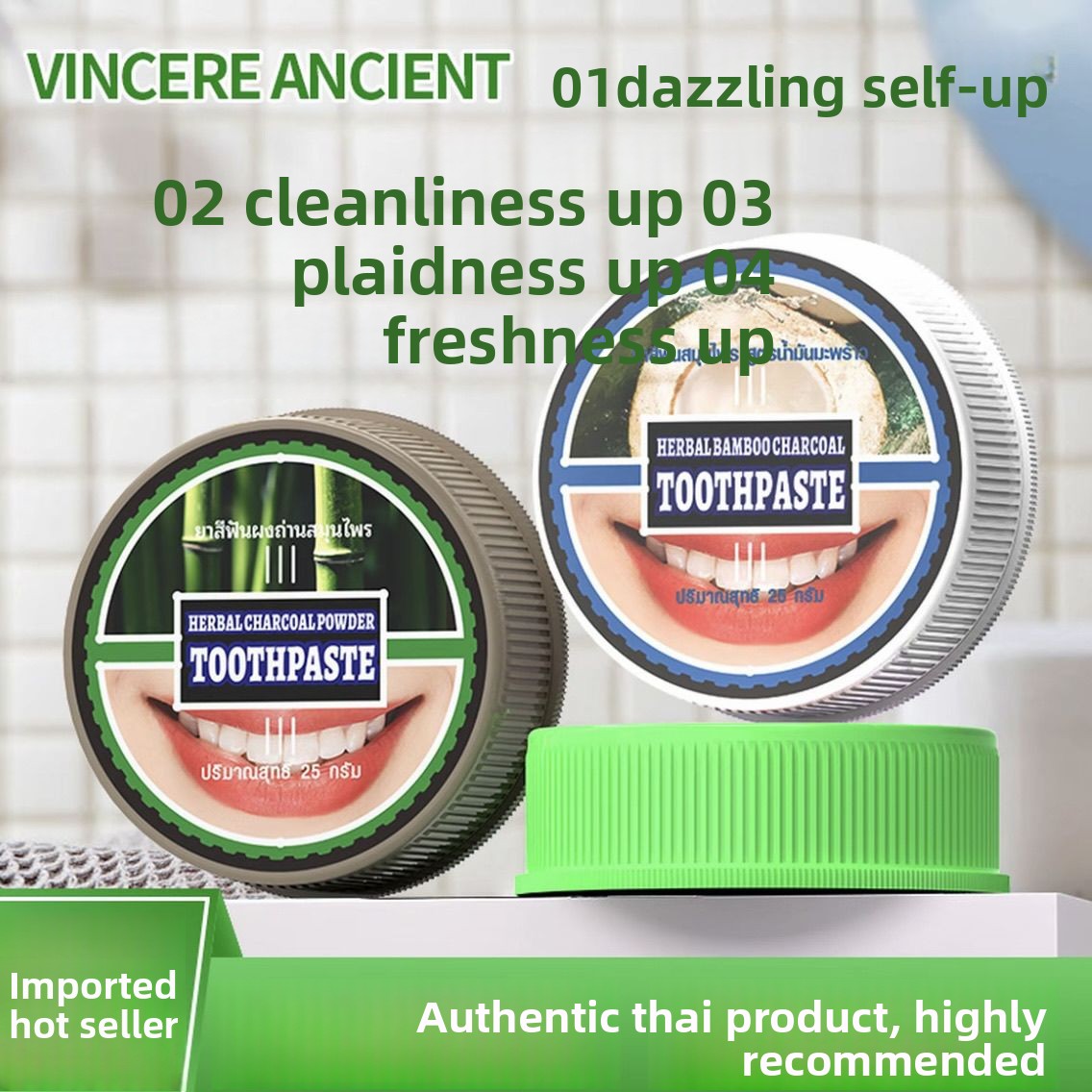 Doğal Tay VINCERE Diş Tozu Hin - Teeth Whitening Charcoal Powder incelemesi ve fiyatı